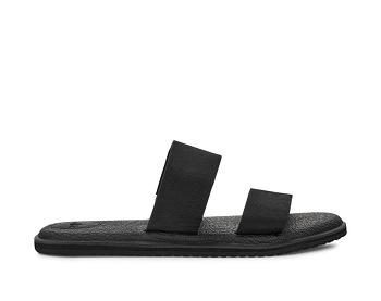 Sanuk Yoga Gora Leather Women's Flip Flops Black | Canada 8TCE